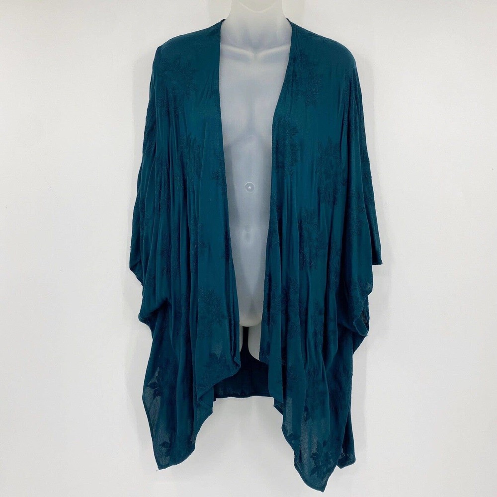 Audrey 3+1 Open Front Waterfall Kimono Embroidered Sz OS